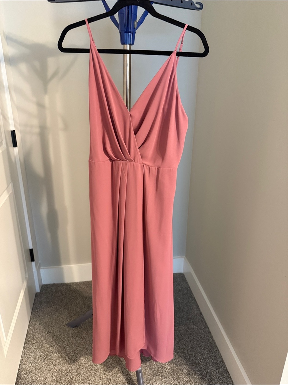 Lush Dusty Rose V-Neck Midi Slip Dress